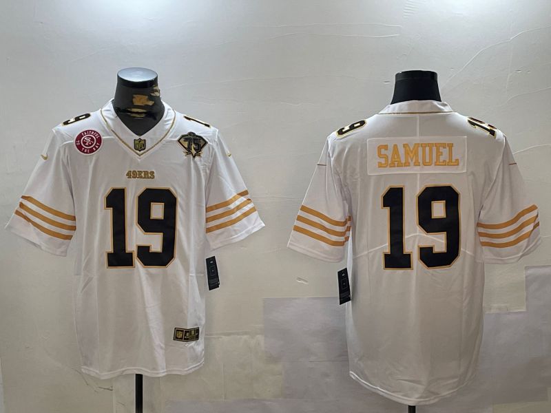 Men San Francisco 49ers #19 Samuel White Gold 2024 Nike Limited NFL Jersey style 12303